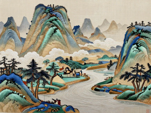 融合刺绣工艺与国际时尚，东方山水透视风景设计解析