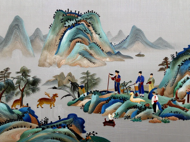 温州瓯绣写实山水人物，瑞兽纹样赏析与非遗技艺解读