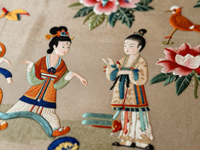 以针代笔,还原古画纹样的立体层次