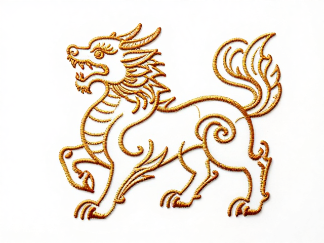 瑞兽刺绣定制纹样，线条盘绕流畅技巧，避免金线氧化变暗指南