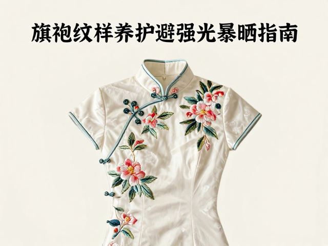 花卉刺绣旗袍纹样技巧，枝叶层次分明，养护避强光暴晒指南