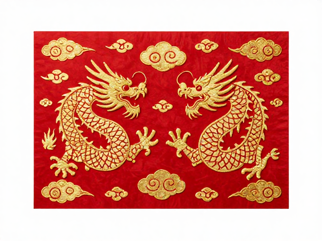 红金龙凤祥云云纹刺绣配饰纹样，传统喜庆美学与潮流设计灵感