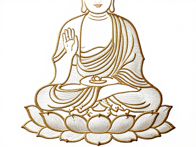 佛像刺绣礼服纹样解析，莲座与衣纹层次分明之美
