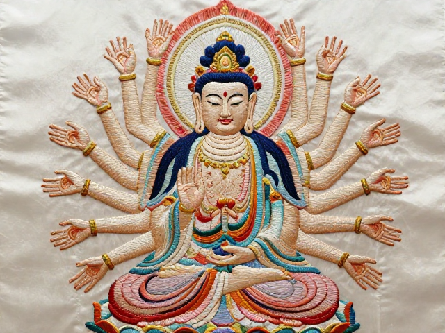 传统刺绣工艺在佛像纹样中的技法解析