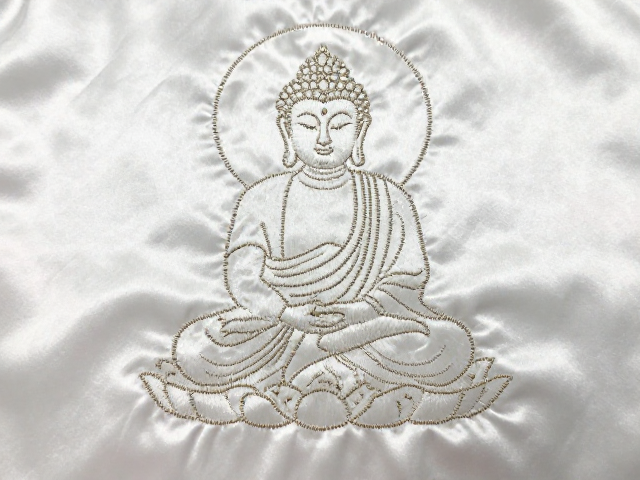 佛像刺绣非遗纹样教程，缎面底布齐针技法详解