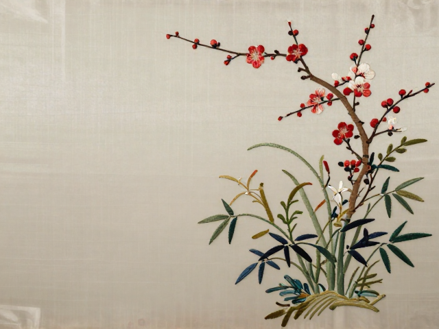 宋代文人刺绣，梅兰竹菊虚实结合，尽显东方美学意境