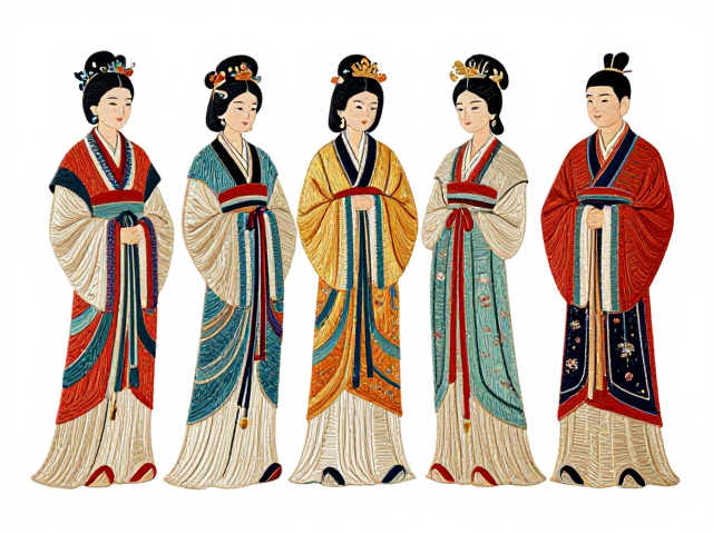 魏晋南北朝刺绣矢量图，供养人形象与魏晋风度审美演变