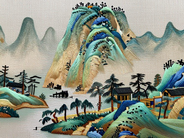 丝线劈理与色彩过渡在山水意境中的运用