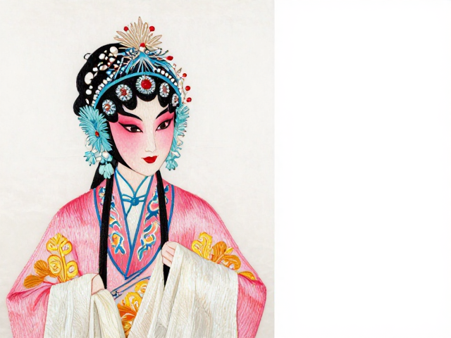 戏曲人物神态与服饰细节的针法支撑