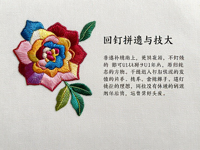 非遗补绣技法，回针拼色技巧，打造立体色彩美学