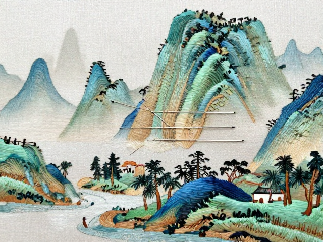 核心针法解析：平针与滚针的山水运用