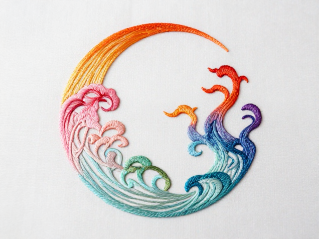 仿真绣非遗传承，色彩渐变细腻，图案打稿揭秘匠心工艺