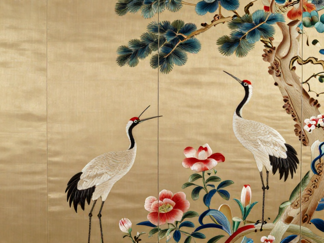 花鸟刺绣屏风纹样赏析，松鹤延年寓意与宫廷服饰纹饰解析