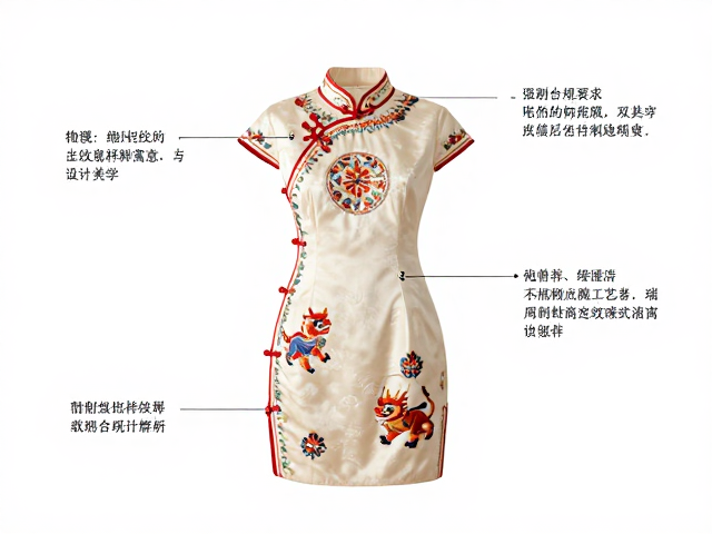 瑞兽刺绣旗袍纹样解析，中心主纹如意纹的吉祥寓意与设计美学