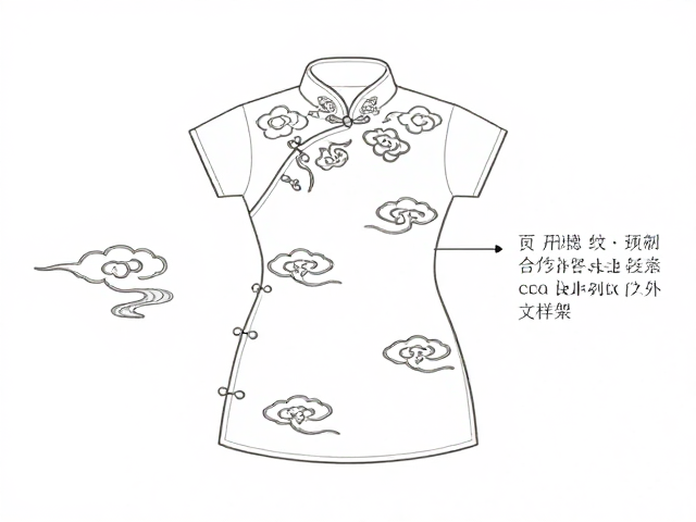 云纹刺绣旗袍纹样解析，流云纹与云头疏密有致的东方美学