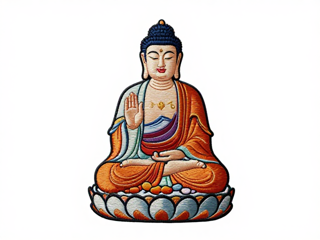 地藏菩萨佛像刺绣矢量图，定期软刷除尘保养指南