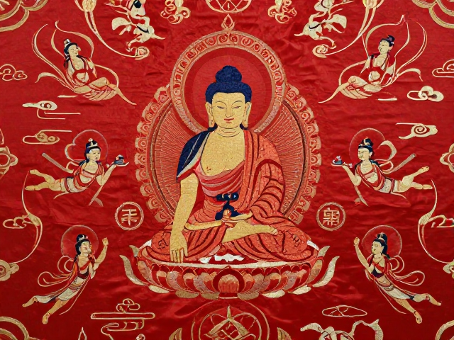 飞天姿态与藻井纹样的刺绣重构
