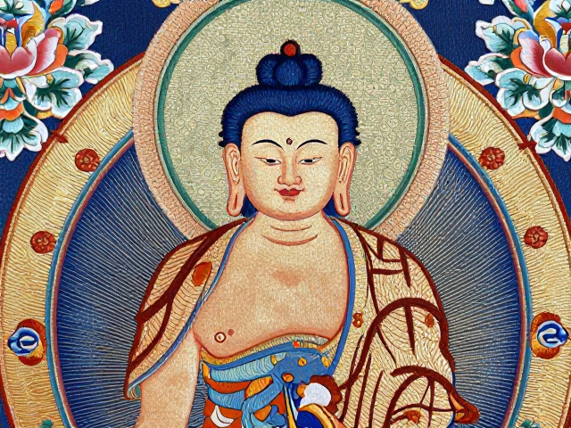 阿弥陀佛佛像刺绣唐卡纹样，左右对称布局详解与灵感
