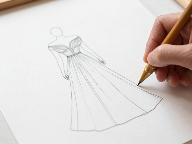 重工刺绣非遗工作室，描稿纸与水消笔在礼服刺绣中的核心应用