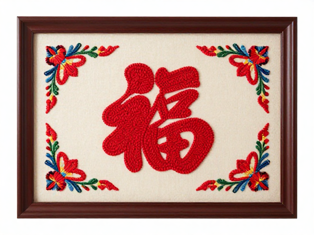 打籽绣节庆装饰画，民族刺绣风格打造喜庆家居氛围