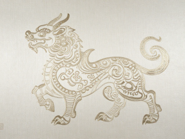 织绣复合工艺装饰画，瑞兽纹织物打样全流程解析