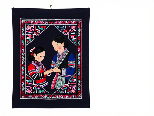 侗绣民族风装饰挂画成品，彩色丝线里母女口传心授的非遗之美