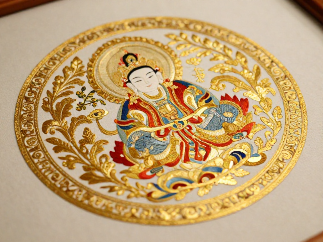 传统盛金绣宗教绣品，轻拿轻放防勾丝，传承非遗匠心之美