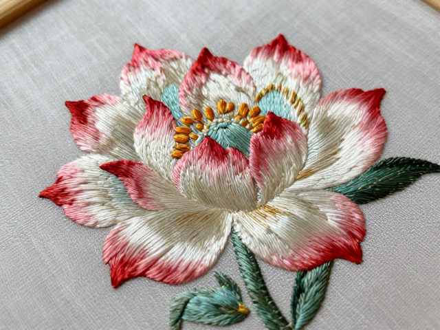 传统戗针绣现代化应用，利用花瓣明暗练习提升立体感