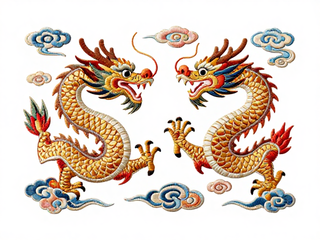云纹点缀与龙身形态的艺术表现手法