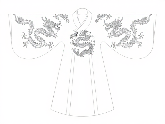 龙凤刺绣汉服纹样描稿，曲线转折流畅设计指南