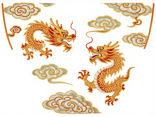 龙凤与祥云在礼服纹样中的构图逻辑