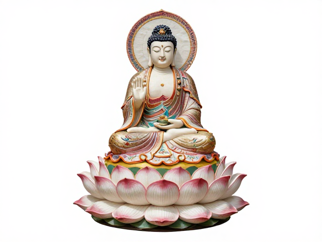 佛像刺绣礼服纹样，莲台中心构图，尽显法相庄严之美