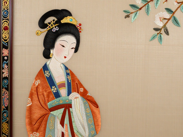 屏风刺绣仕女工艺，装裱镶嵌细节解析，尽显东方美学韵味