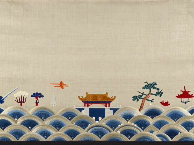 清代造办处海水江崖刺绣，宫廷非遗里的江山永固之美