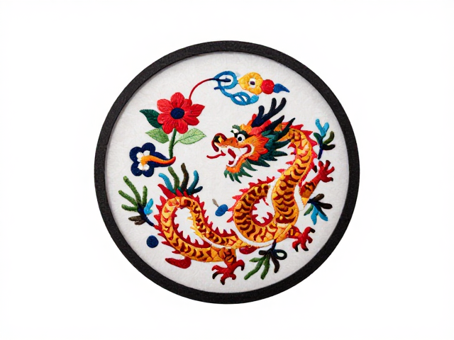 湖南湘西民间刺绣龙凤呈祥摆件，传承非遗匠心之美