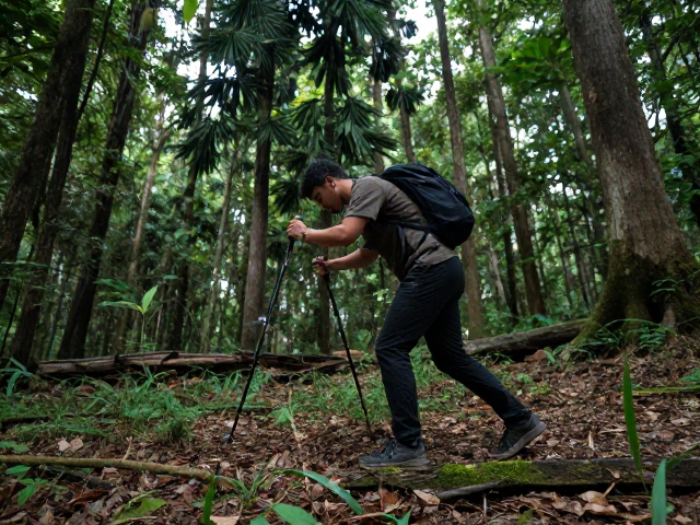 登山杖的双点支撑与压力分流