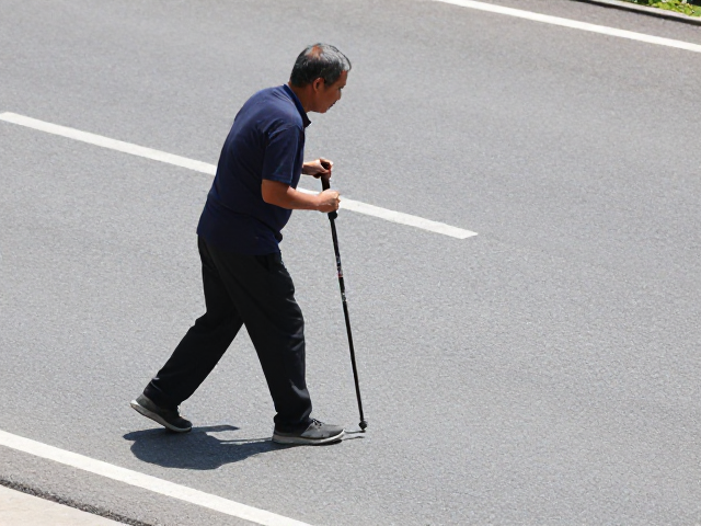 下坡路段的步态调整与杖长策略