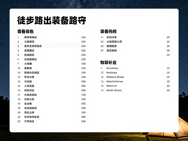 装备清单与物资补给细节