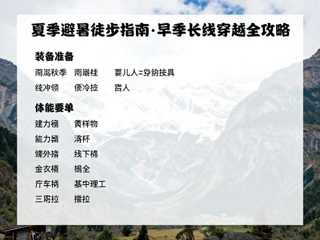 行前准备:装备清单与体能要求