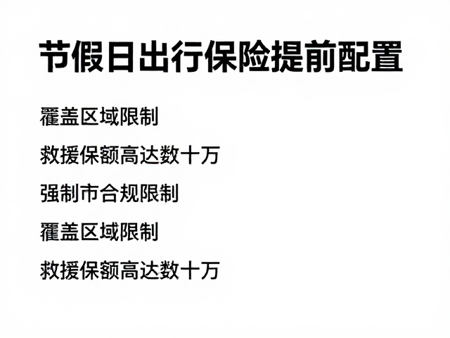 节假日出行保险提前配置,覆盖区域限制,救援保额高达数十万
