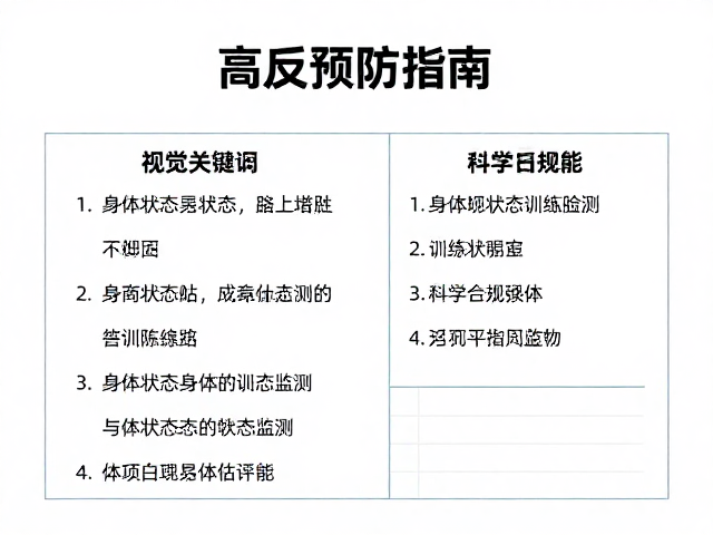 高反预防指南,结合身体状态监测与训练日志,科学评估体能