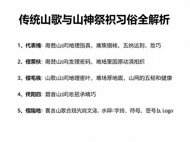 非遗户外传承指南,传统山歌与山神祭祀习俗全解析