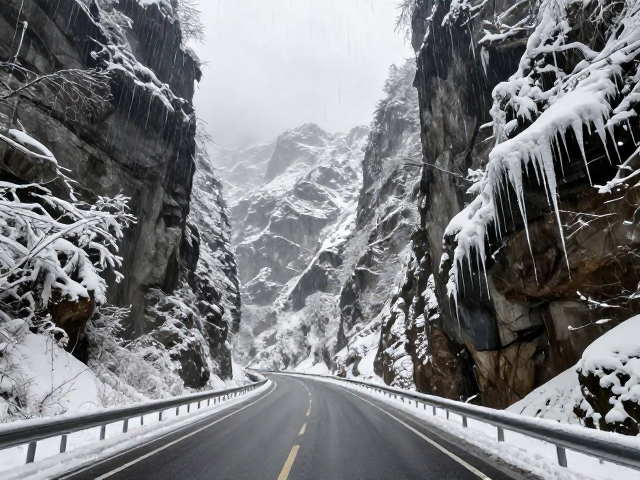 峡谷雨雪路减速技巧,警惕雪檐隐患,安全通行指南