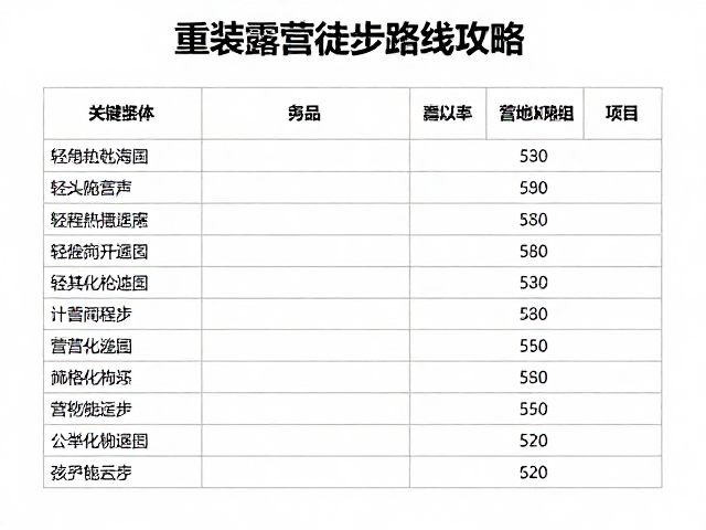 重装露营徒步路线攻略,轻量化装备清单与营地费用明细