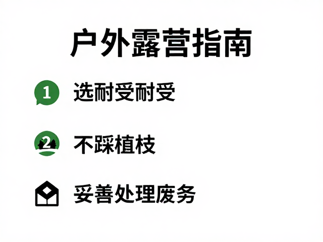 户外露营指南,选耐受地、不踩植被、妥善处理废弃物