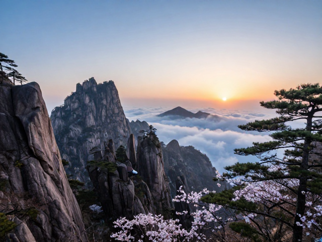 黄山:奇松云海与春季花事