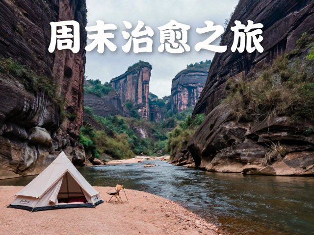 福建武夷山九曲溪支流:丹霞地貌下的溪边露营