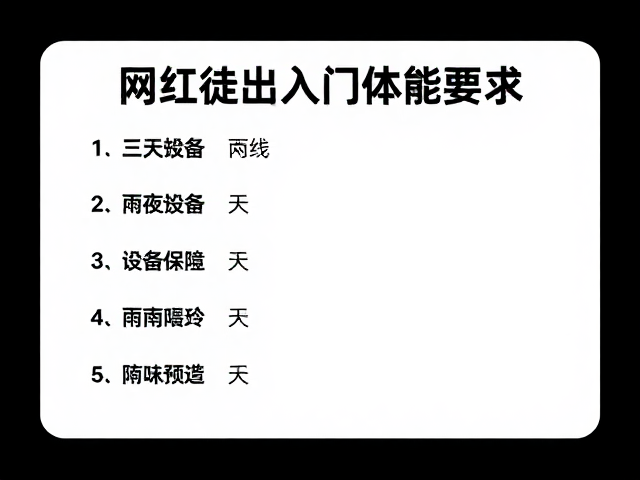网红徒步入门体能要求,三天两夜路线与雨具准备指南