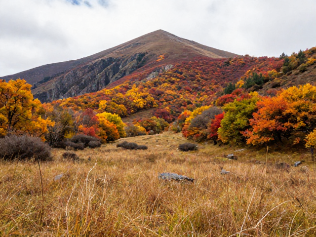视觉盛宴:高山草甸与彩林交织的秋日画卷