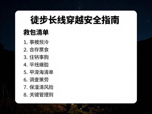 夜间徒步长线穿越安全指南,急救包清单与关键注意事项